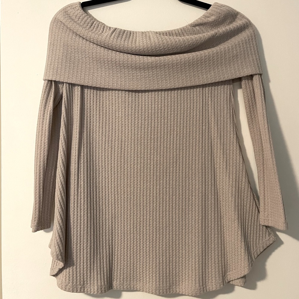 Beautiful off the shoulder beige dressy sweater